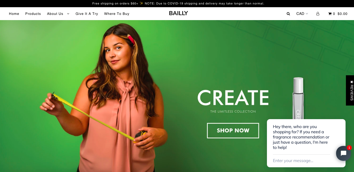 Bailly Shopify site