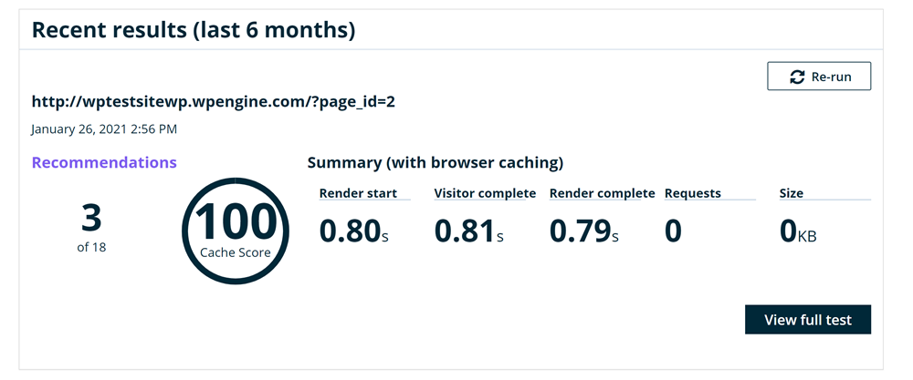 WP Engine review: page performance test results