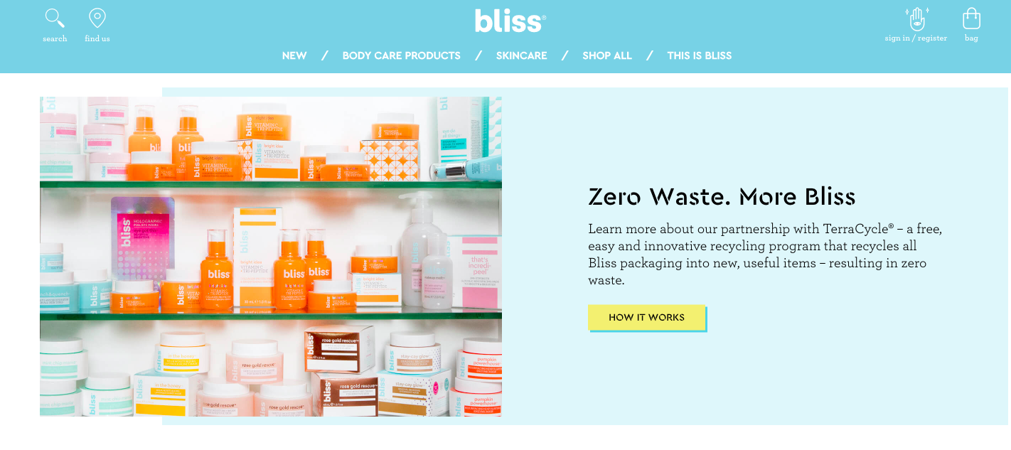 Bliss ecommerce website design