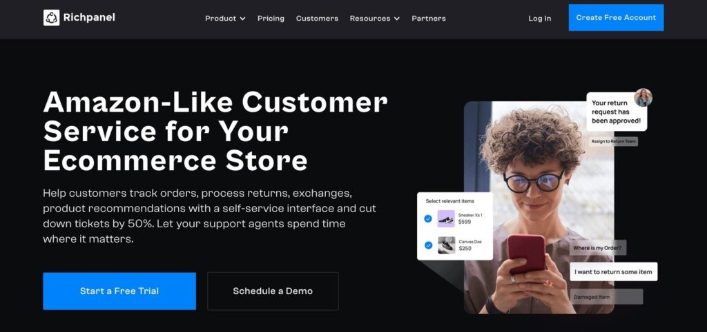 Richpanel offers customer self-service