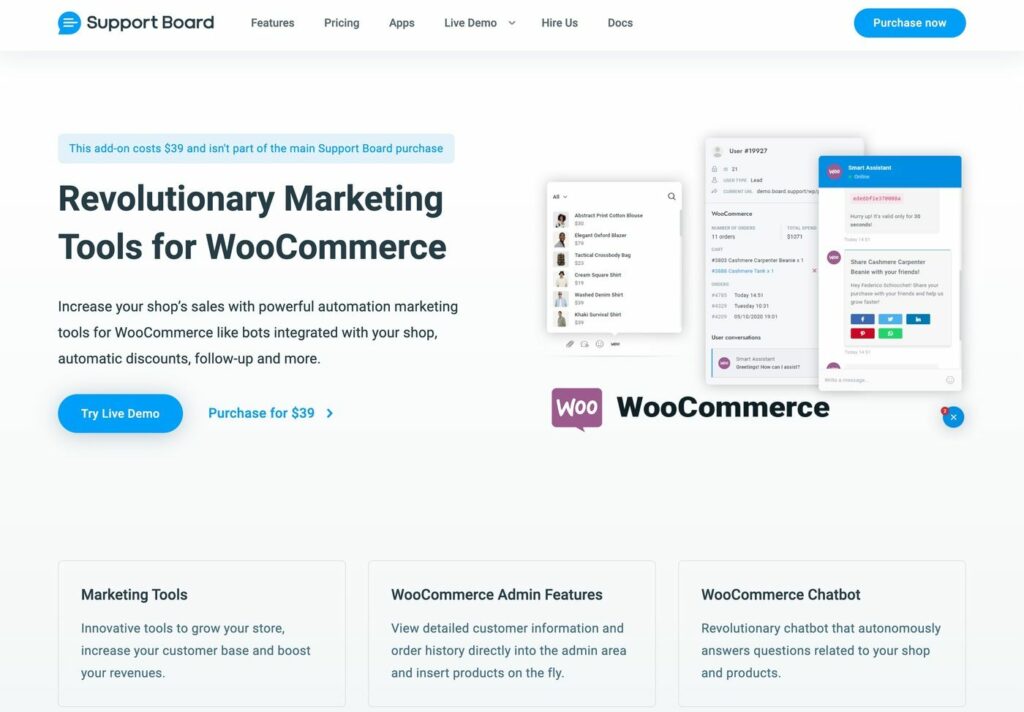 Support Board for WooCommerce live chat