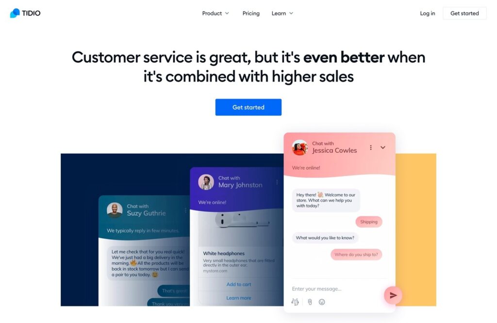 Tidio offers live chat and chatbots for eCommerce